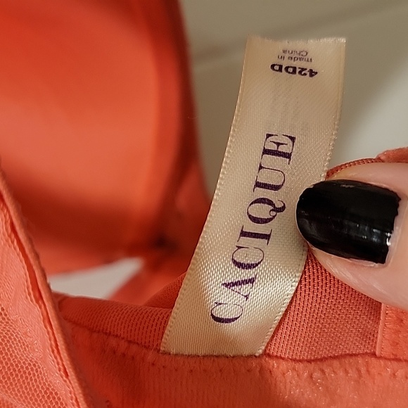 Cacique Satin Pink Black Polka Dot Bra Size 42DD - Picture 3 of 5